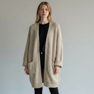 For‎ Thee Oversized Chunky Tan Sweater Cardigan